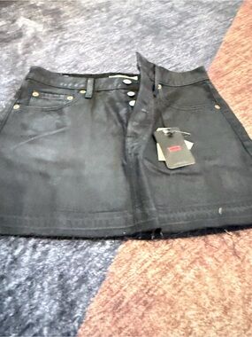 NWT Black Mini Skirt with Button Front